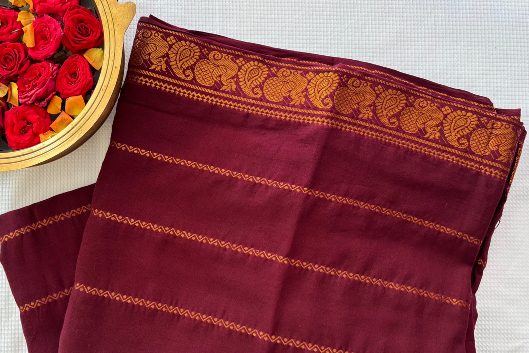 Traditional Sungudi Cotton Saree - Maroon