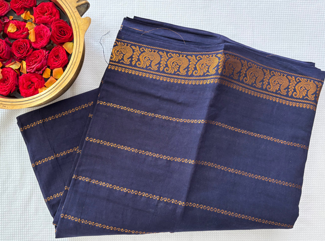 Traditional Sungudi Cotton Saree - Deep Blue