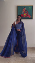 Load and play video in Gallery viewer, Bengal cotton handloom saree - Blue
